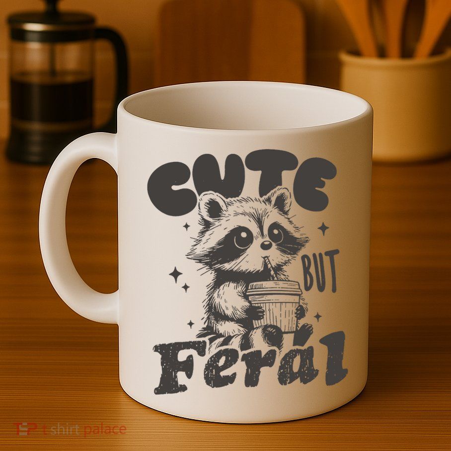 Cute But Feral Funny Racoon With Glasses  Mug