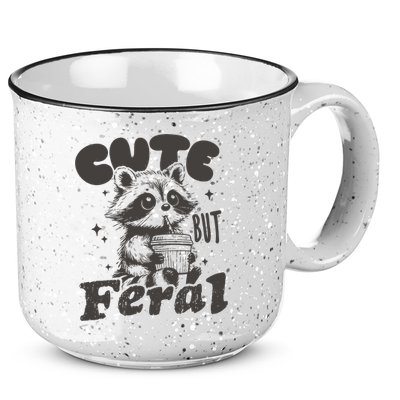 Cute But Feral Funny Racoon With Glasses  15oz Campfire Ceramic Mug