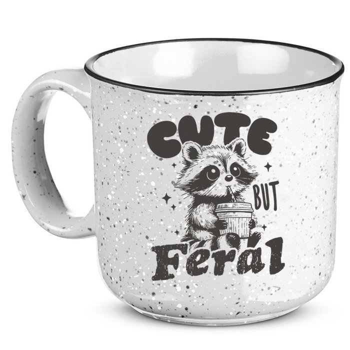 Cute But Feral Funny Racoon With Glasses  15oz Campfire Ceramic Mug