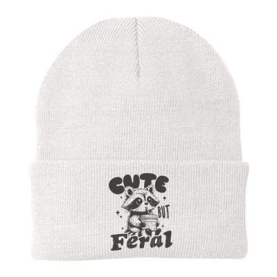 Cute But Feral Funny Racoon With Glasses  Beanie