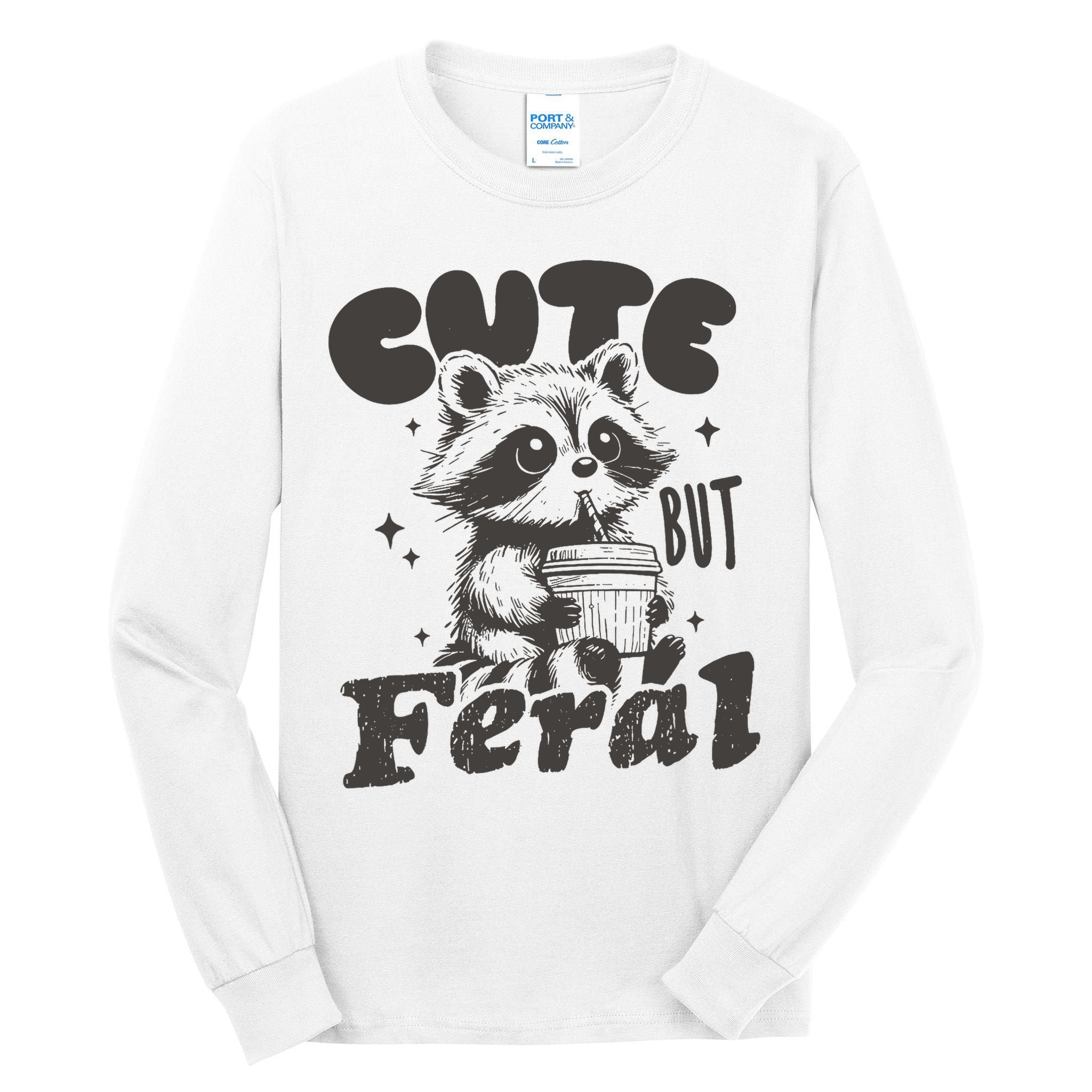 Cute But Feral Funny Racoon With Glasses  Tall Long Sleeve T-Shirt