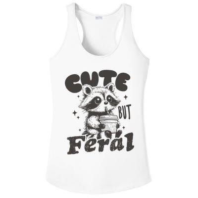 Cute But Feral Funny Racoon With Glasses  Ladies PosiCharge Competitor Racerback Tank