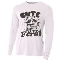Cute But Feral Funny Racoon With Glasses  Cooling Performance Long Sleeve Crew
