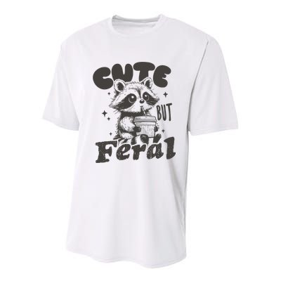 Cute But Feral Funny Racoon With Glasses  Youth Performance Sprint T-Shirt