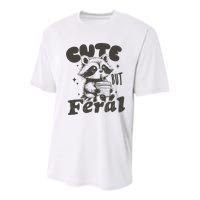 Cute But Feral Funny Racoon With Glasses  Youth Performance Sprint T-Shirt