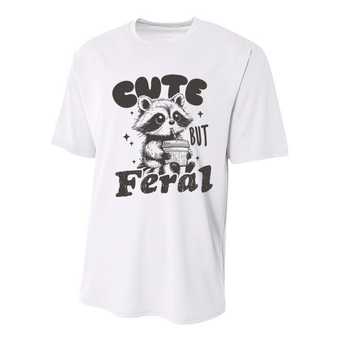 Cute But Feral Funny Racoon With Glasses  Youth Performance Sprint T-Shirt