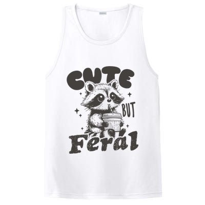 Cute But Feral Funny Racoon With Glasses  PosiCharge Competitor Tank