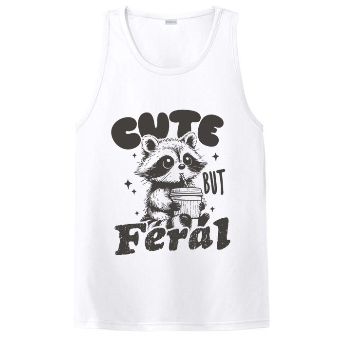 Cute But Feral Funny Racoon With Glasses  PosiCharge Competitor Tank