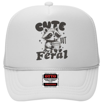 Cute But Feral Funny Racoon With Glasses  Trucker Hat