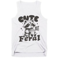 Cute But Feral Funny Racoon With Glasses  Tank Top