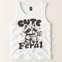 Cute But Feral Funny Racoon With Glasses  Tank Top