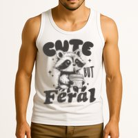 Cute But Feral Funny Racoon With Glasses  Tank Top