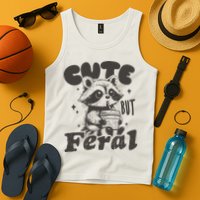 Cute But Feral Funny Racoon With Glasses  Tank Top
