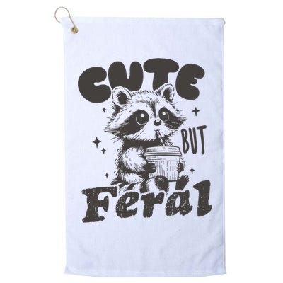 Cute But Feral Funny Racoon With Glasses  Golf Towel