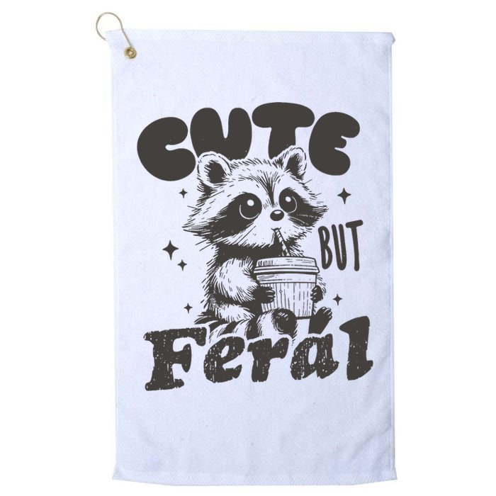 Cute But Feral Funny Racoon With Glasses  Golf Towel