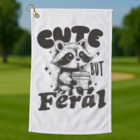 Cute But Feral Funny Racoon With Glasses  Golf Towel