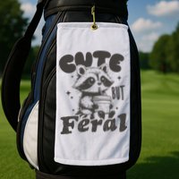 Cute But Feral Funny Racoon With Glasses  Golf Towel