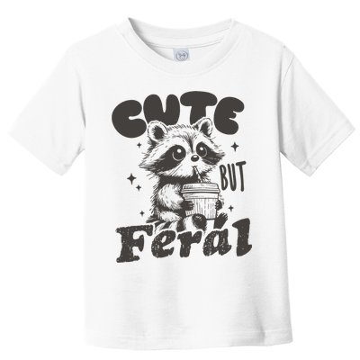 Cute But Feral Funny Racoon With Glasses  Toddler T-Shirt