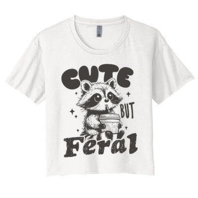 Cute But Feral Funny Racoon With Glasses  Crop Top