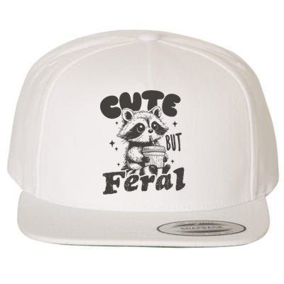 Cute But Feral Funny Racoon With Glasses  Wool Snapback Cap