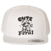 Cute But Feral Funny Racoon With Glasses  Wool Snapback Cap