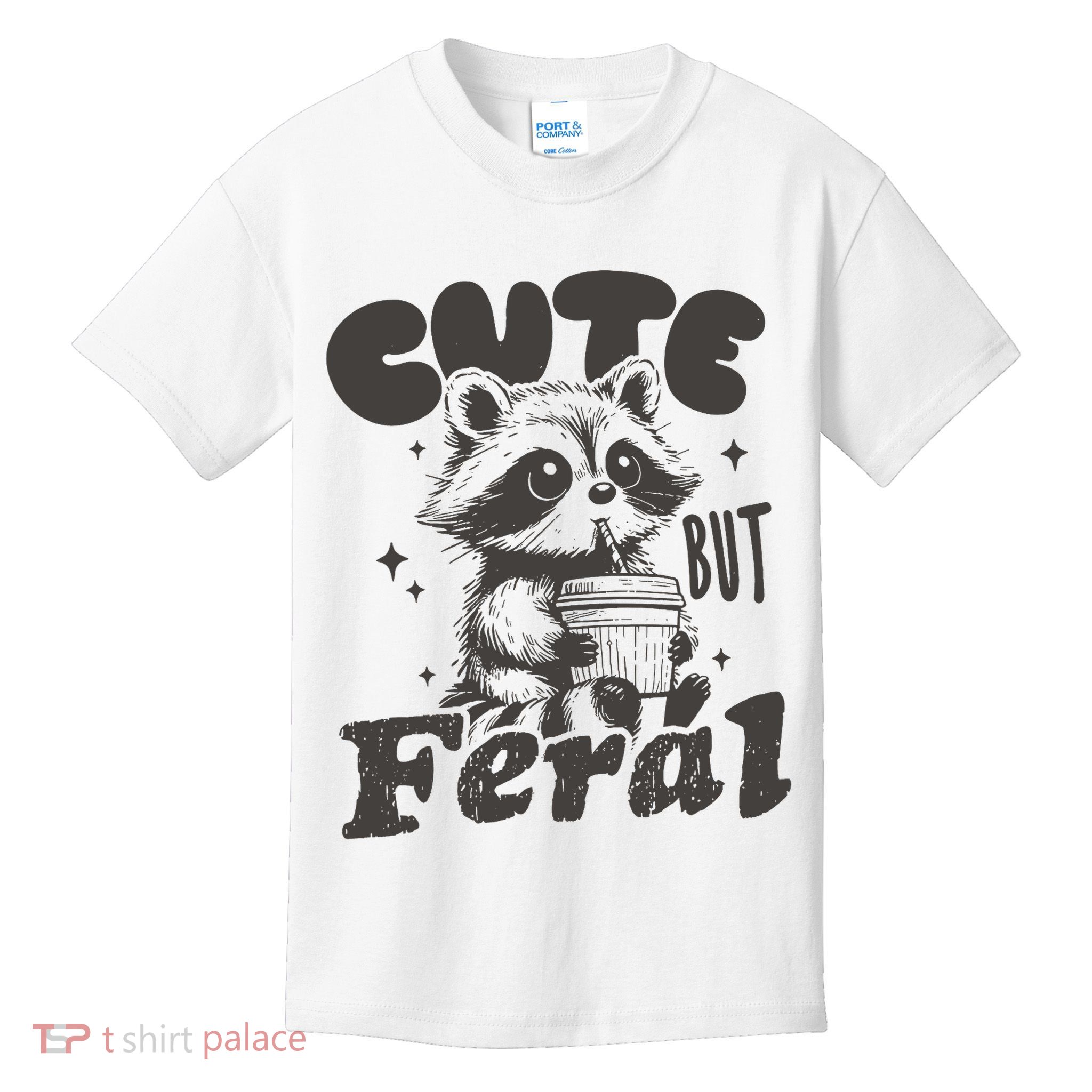 Cute But Feral Funny Racoon With Glasses  Kids T-Shirt