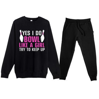 Cute Bowling For Women Bowler Spare Me Ladies Bowling Premium Crewneck Sweatsuit Set