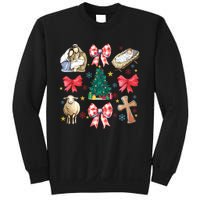 Coquette Bow Funny Baby Jesus Christmas Bible Verse Xmas Sweatshirt