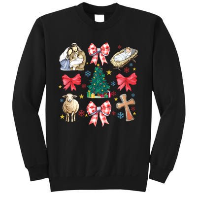 Coquette Bow Funny Baby Jesus Christmas Bible Verse Xmas Sweatshirt