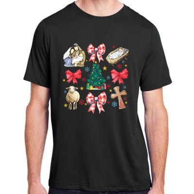 Coquette Bow Funny Baby Jesus Christmas Bible Verse Xmas Adult ChromaSoft Performance T-Shirt