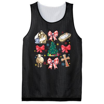 Coquette Bow Funny Baby Jesus Christmas Bible Verse Xmas Mesh Reversible Basketball Jersey Tank