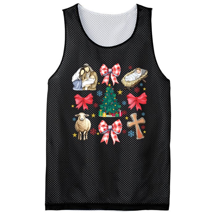 Coquette Bow Funny Baby Jesus Christmas Bible Verse Xmas Mesh Reversible Basketball Jersey Tank