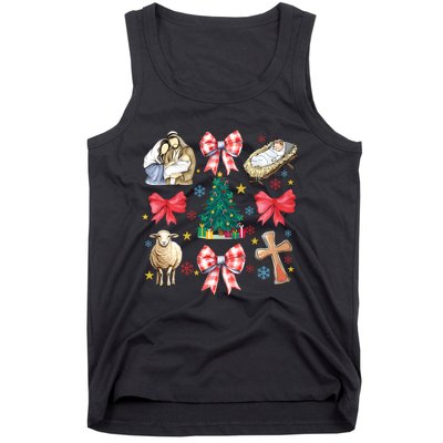 Coquette Bow Funny Baby Jesus Christmas Bible Verse Xmas Tank Top