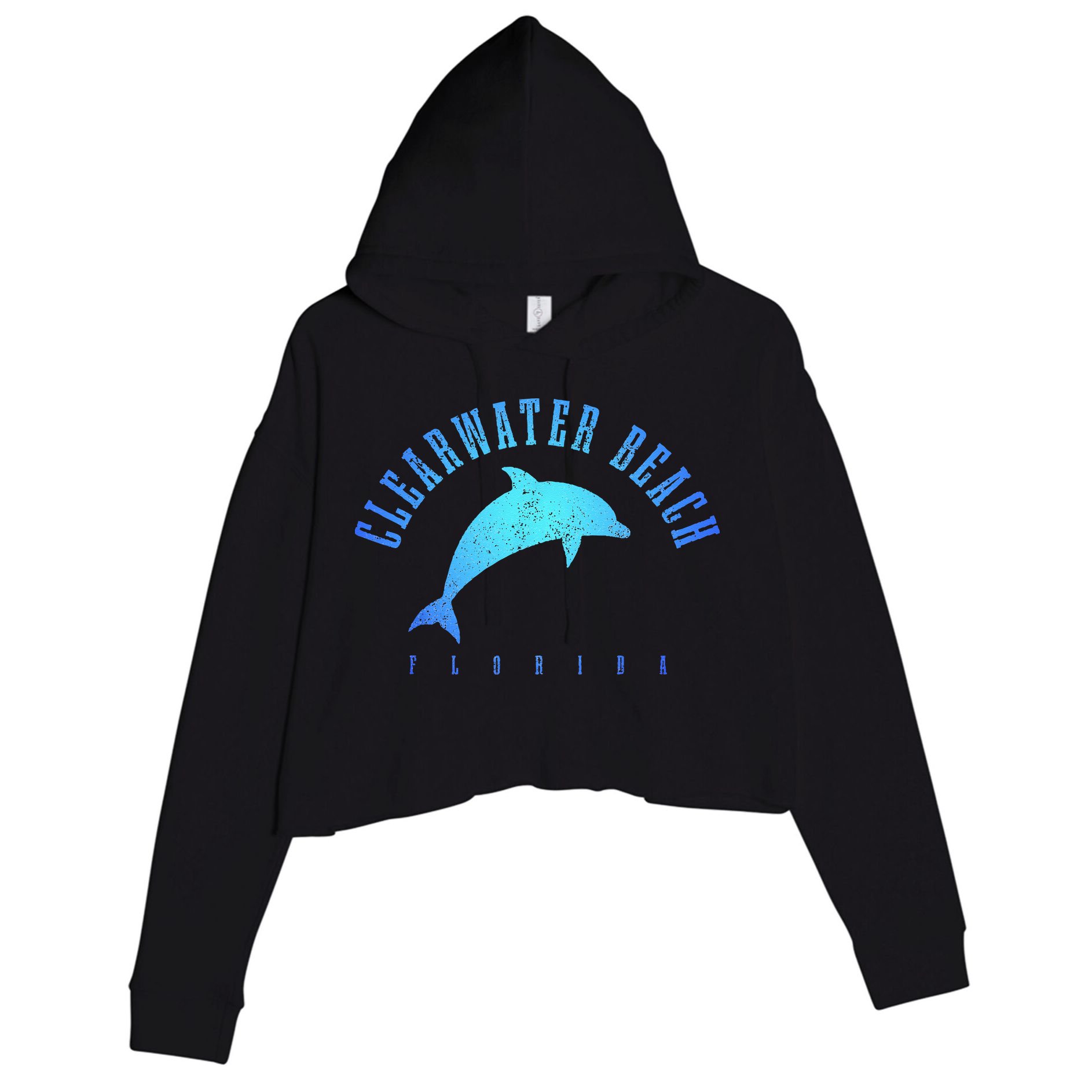 Clearwater Beach Florida FL Dolphin Vacation Souvenir Crop Fleece Hoodie