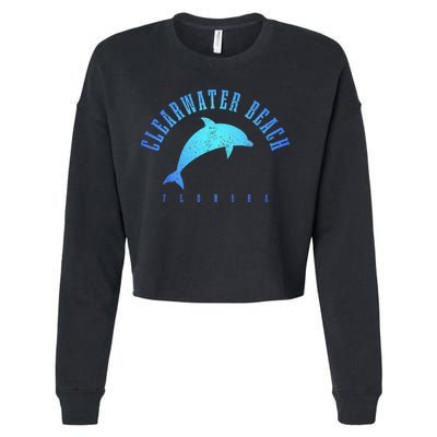 Clearwater Beach Florida FL Dolphin Vacation Souvenir Cropped Pullover Crew