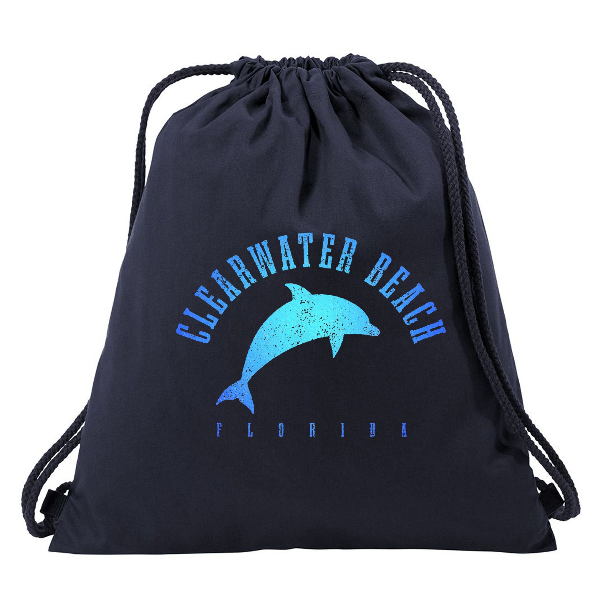Clearwater Beach Florida FL Dolphin Vacation Souvenir Drawstring Bag