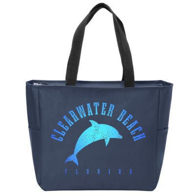 Clearwater Beach Florida FL Dolphin Vacation Souvenir Zip Tote Bag
