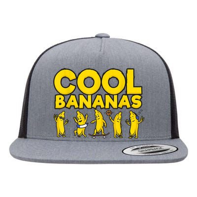 Cool Bananas | Funny Fruit Pun | Banana Flat Bill Trucker Hat