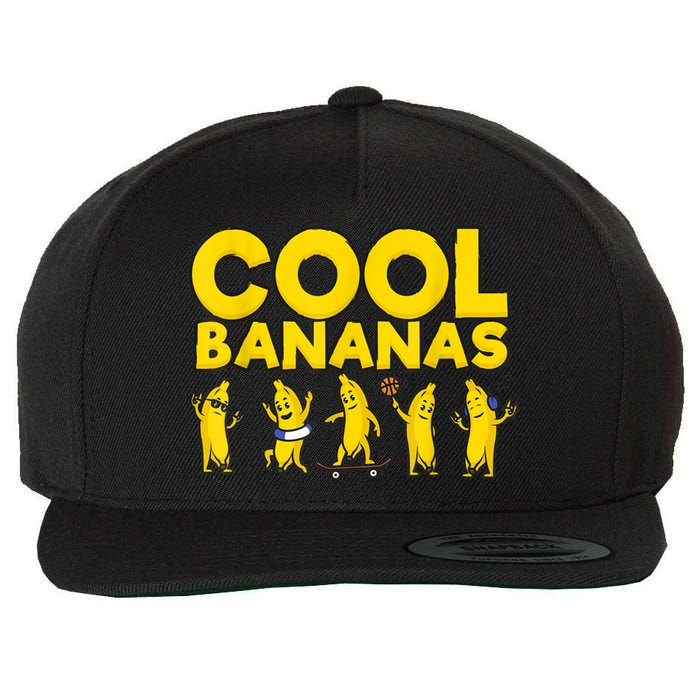 Cool Bananas | Funny Fruit Pun | Banana Wool Snapback Cap