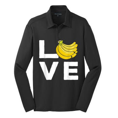 Cool Banana For Men Women Fruit Lover Bananas Hawaiian Love Silk Touch Performance Long Sleeve Polo