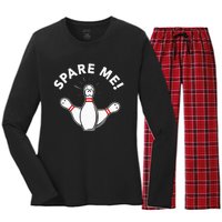 Cute Bowling For Or Spare Me Women's Long Sleeve Flannel Pajama Set 