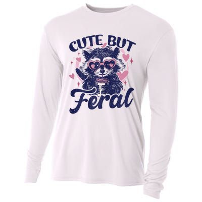 Cute But Feral Raccoon Outfits For Women Funny Raccoon Cooling Performance Long Sleeve Crew