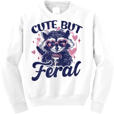 Cute But Feral Raccoon Outfits For Women Funny Raccoon Kids Sweatshirt