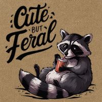 Cute But Feral Funny And Wild Raccoon Design Cotton Canvas Backpack