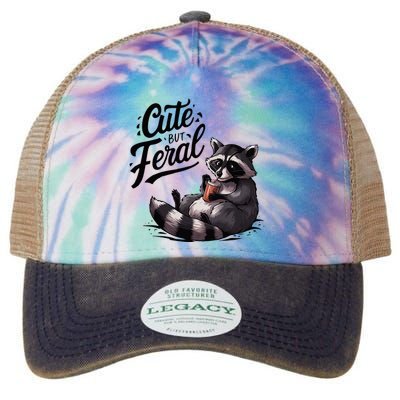 Cute But Feral Funny And Wild Raccoon Design Legacy Tie Dye Trucker Hat