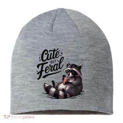 Cute But Feral Funny And Wild Raccoon Design Sustainable Beanie