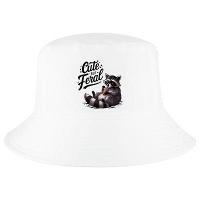 Cute But Feral Funny And Wild Raccoon Design Cool Comfort Performance Bucket Hat