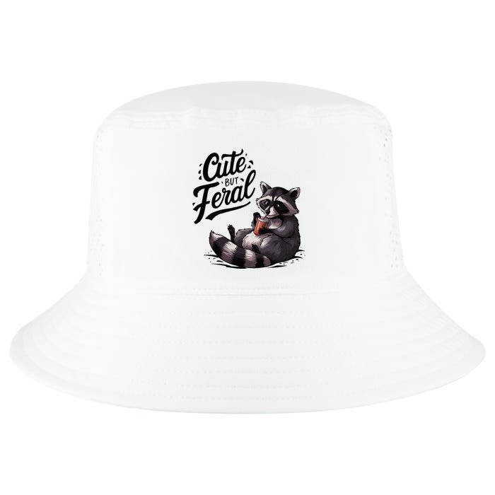 Cute But Feral Funny And Wild Raccoon Design Cool Comfort Performance Bucket Hat