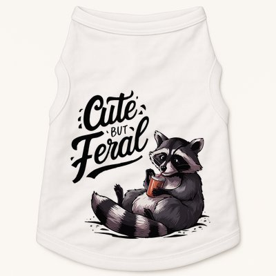 Cute But Feral Funny And Wild Raccoon Design Doggie Tank