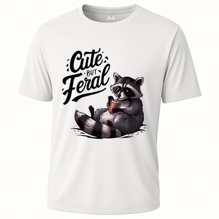 Cute But Feral Funny And Wild Raccoon Design Performance Shirt